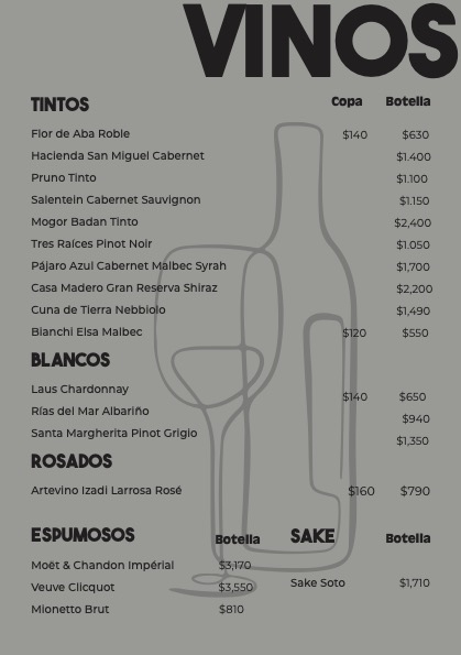 Menu Vino PICACHOS